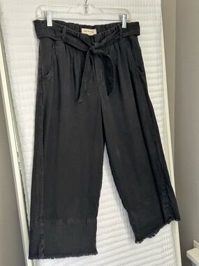 cloth & stone Faded Black Tie-Waist Linen-Wide Leg Pant